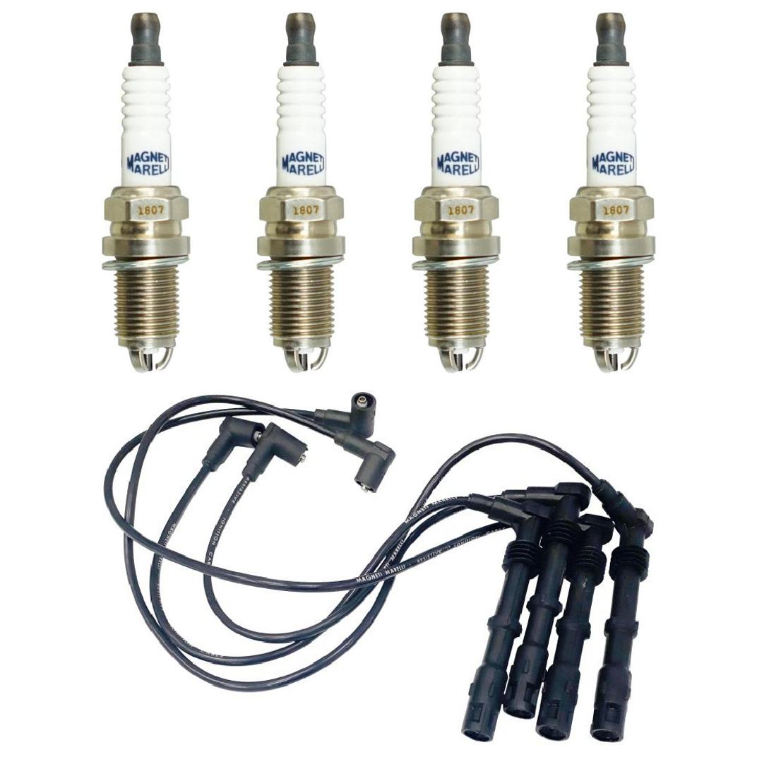 Kit 4 Vela Ignição MultiE e Cabo Magneti Marelli - CVMM5302 / K7RTJYMM10