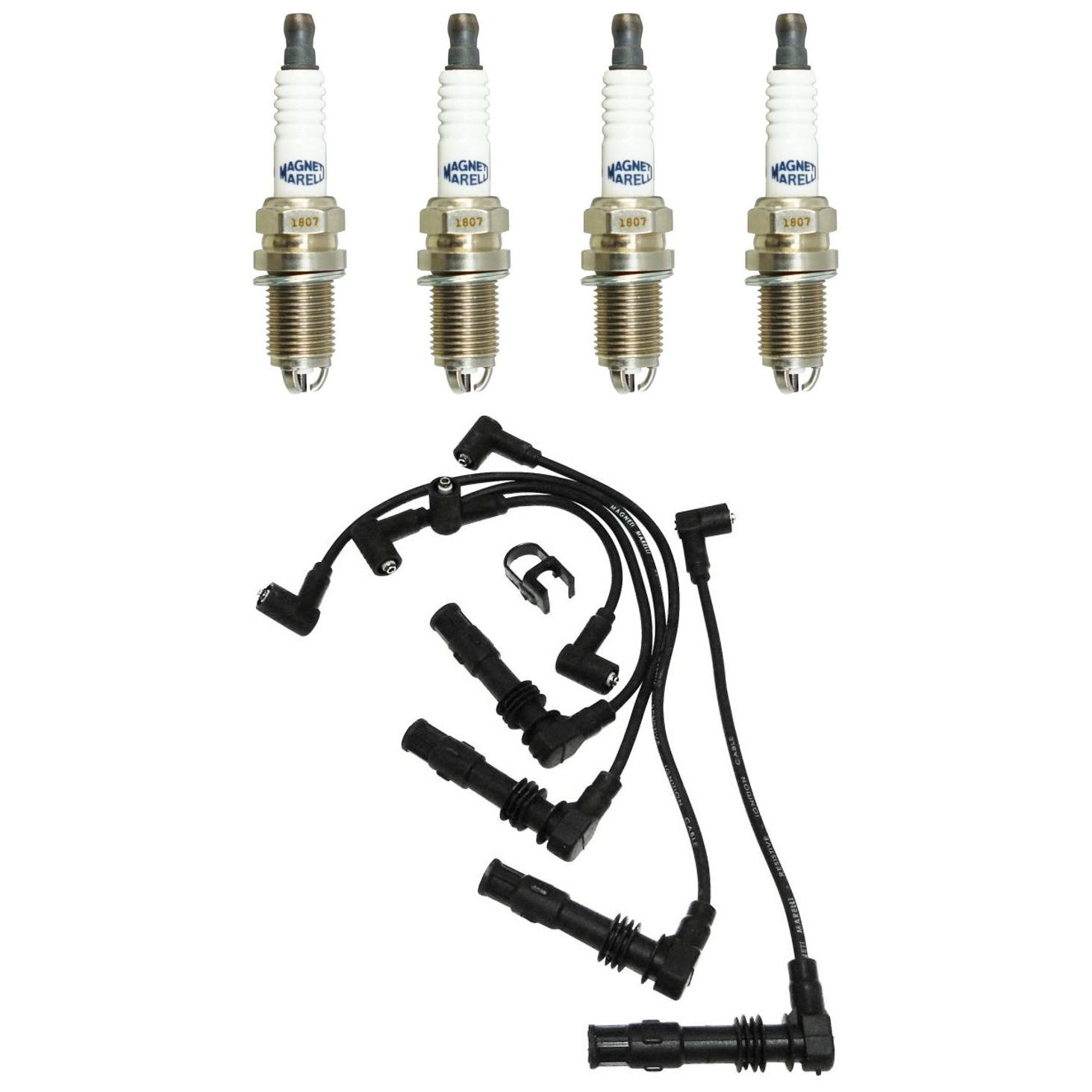 Kit 4 Vela Ignição MultiE e Cabo Magneti Marelli - CVMV2402 / K7RTJYMM10