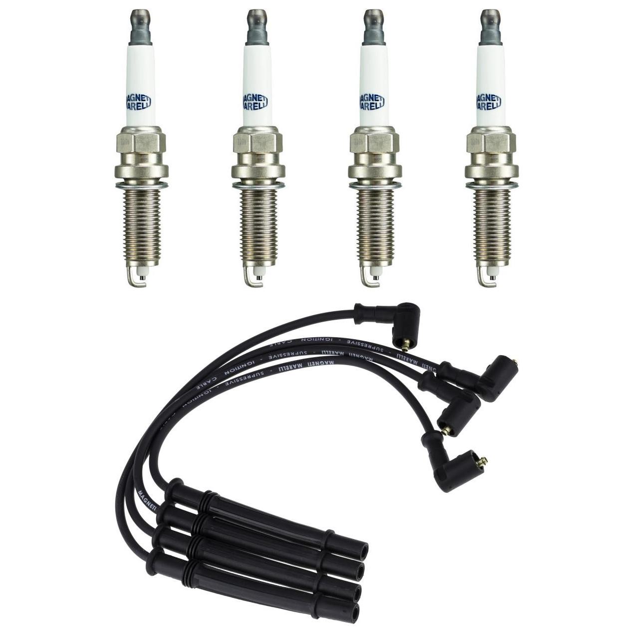 Kit 4 Vela Ignição e Cabo - Magneti Marelli - CVMR1102 / LD7RTAMM