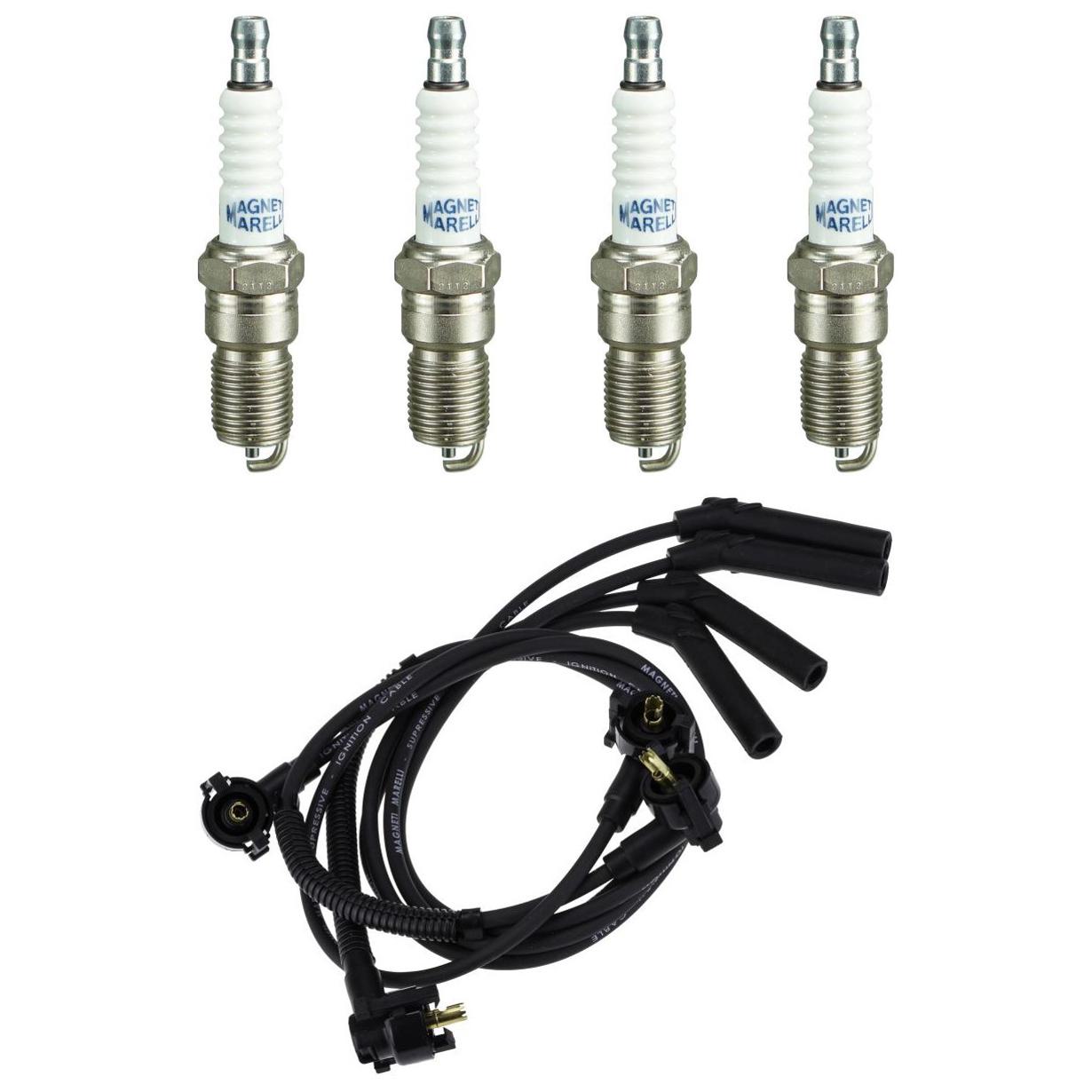 Kit 4 Vela Ignição e Cabo - Magneti Marelli - CVMF0102 / Q5RTCMM-10