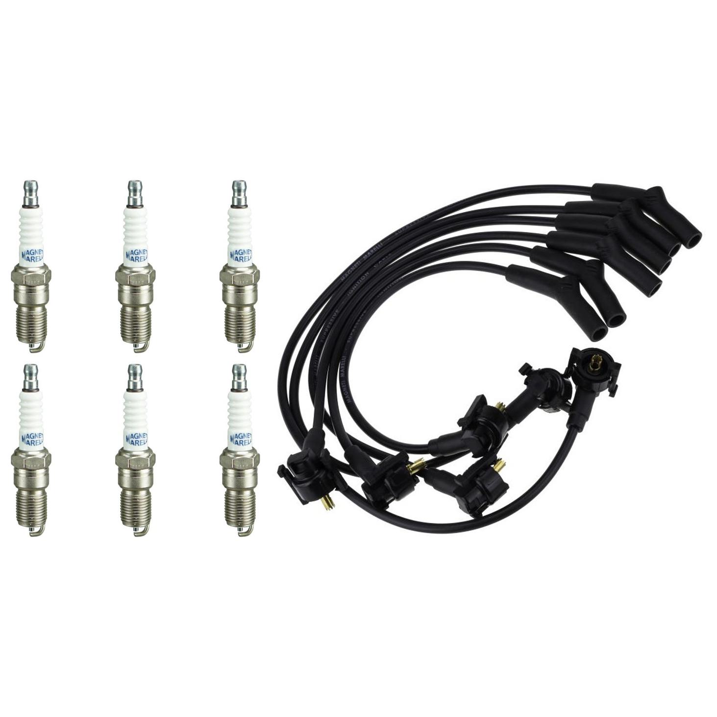 Kit 6 Vela Ignição e Cabo - Magneti Marelli - CVMF1202 / Q5RTCMM-10
