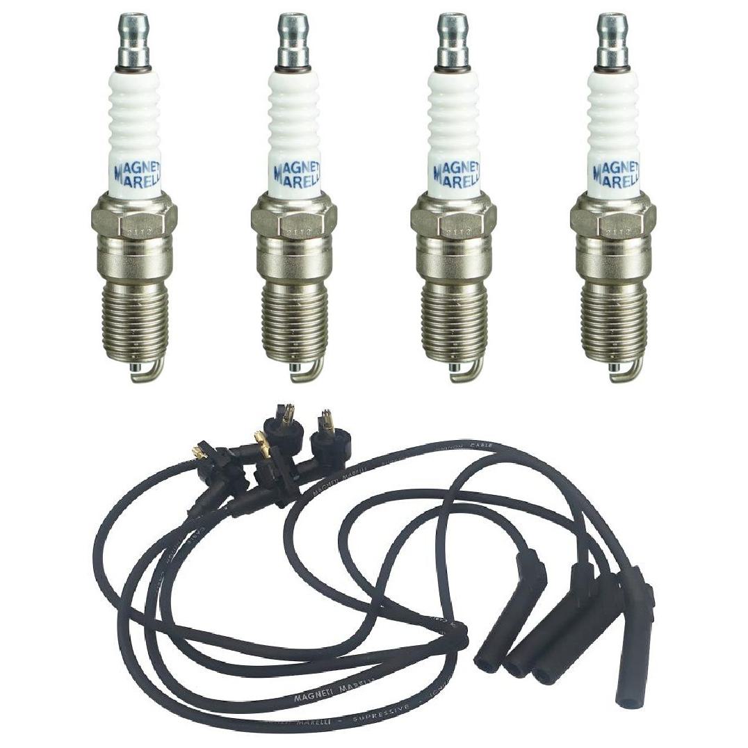 Kit 4 Vela Ignição e Cabo - Magneti Marelli - CVMF01S2 / Q5RTCMM-10