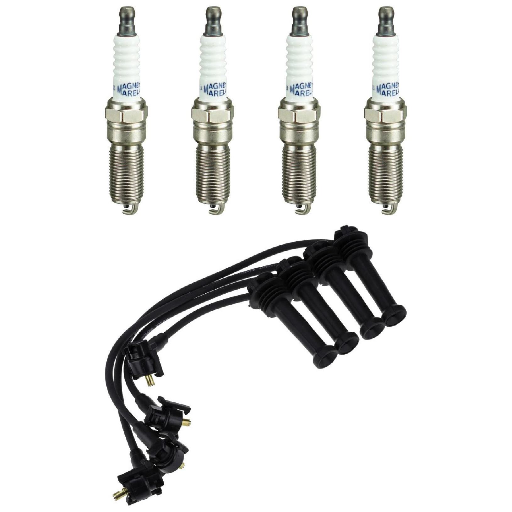Kit 4 Vela Ignição e Cabo - Magneti Marelli - CVMF0302 / QH6RTCMM-13