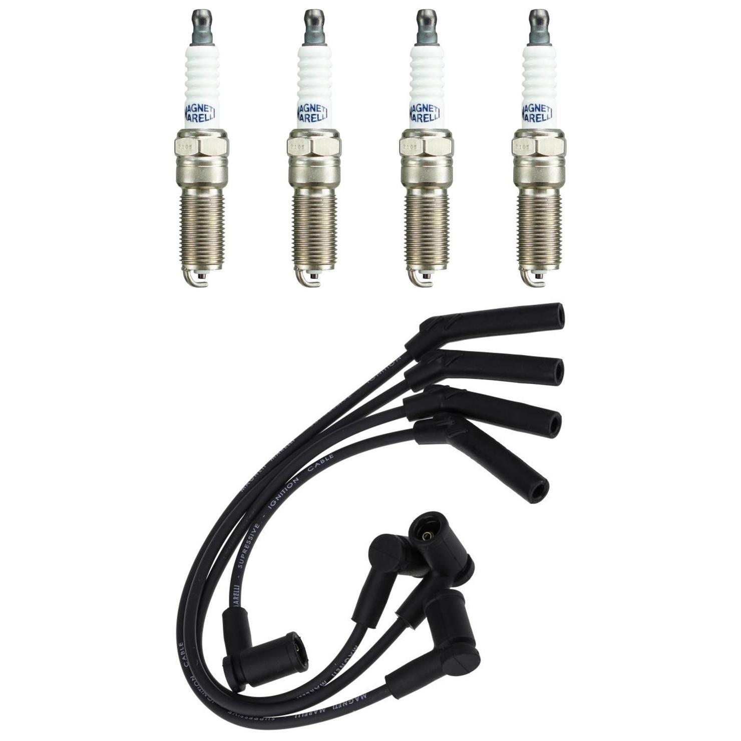 Kit 4 Vela Ignição VForm e Cabo Magneti Marelli - CVMF0202 / QH7RFMM-10