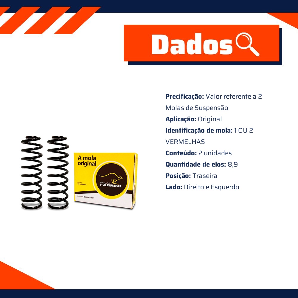 Par de Molas Traseiras para Volkswagen Saveiro - Fabrini - I-VW0216-M