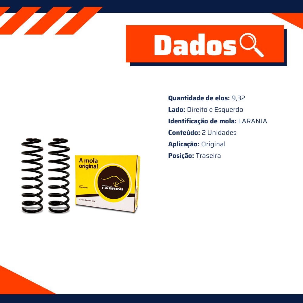 Par de Molas Traseiras para Toyota Fielder - Fabrini - I-TO0464