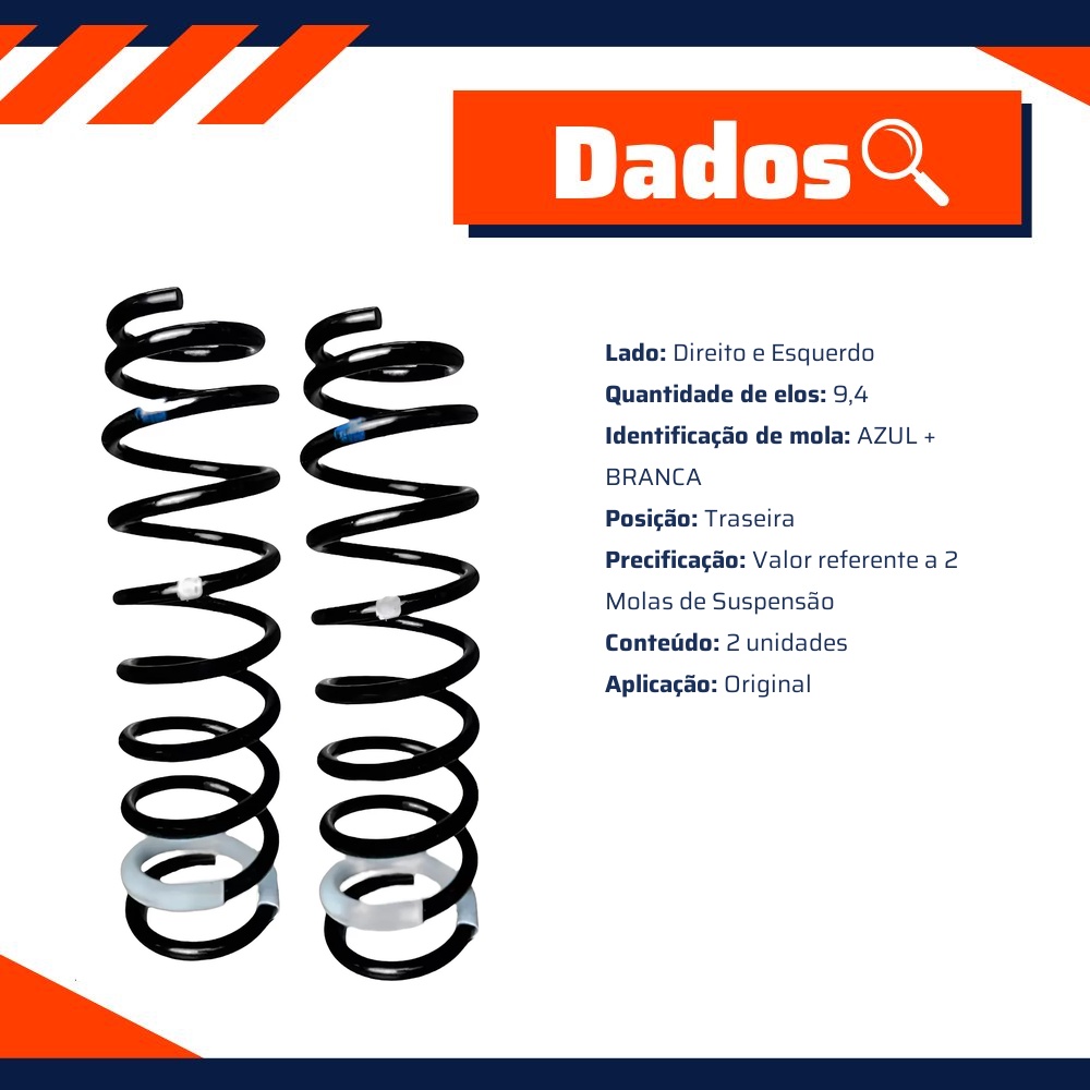 Par de Molas Traseiras para Honda Civic - Fabrini - I-HO0397-M