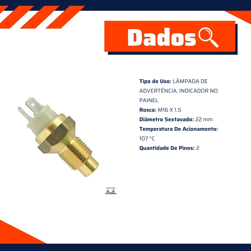 Interruptor Sensor Temperatura 107 °C para Fiat Ducato - MTE-THOMSON - 3180