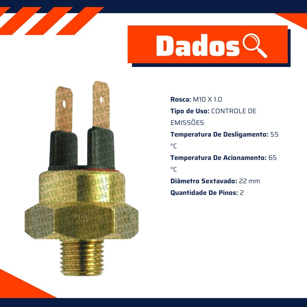 Interruptor Temperatura Controle Emissões para Volkswagen Pointer e Saveiro - MTE-THOMSON - 713.65/55