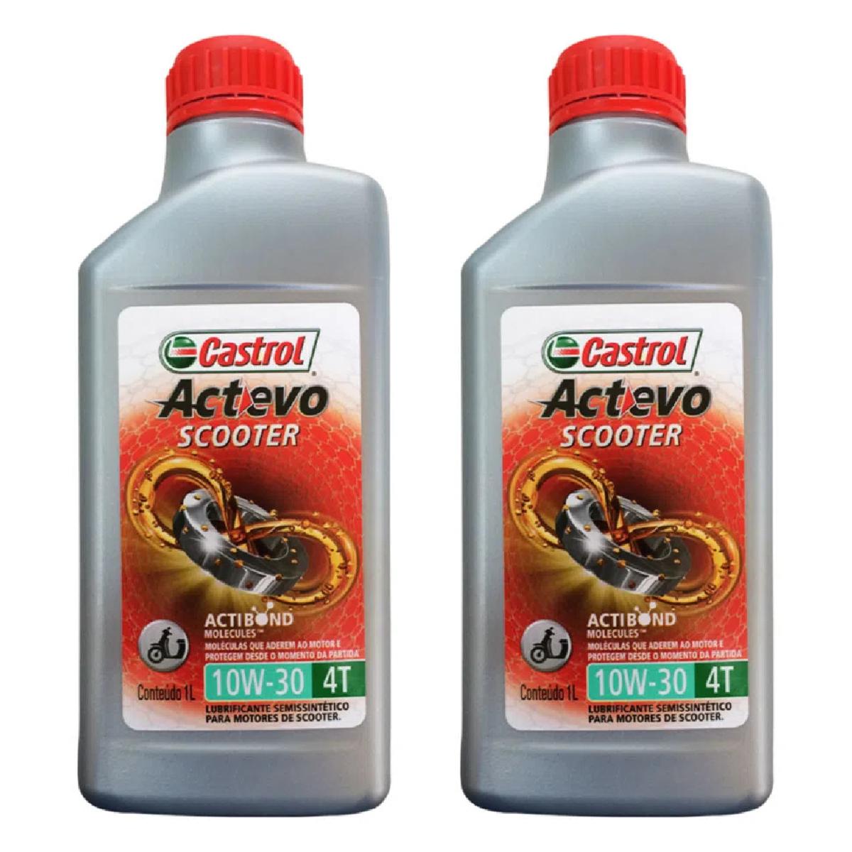 Kit c/ 2L Óleo de Motor para Moto Actevo Scooter 4T 10W30 - 3426862 - Castrol
