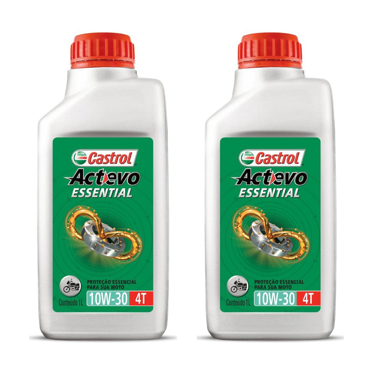 Kit c/ 2L Óleo de Motor para Moto Actevo Essential 10W30 - 3425150 - Castrol