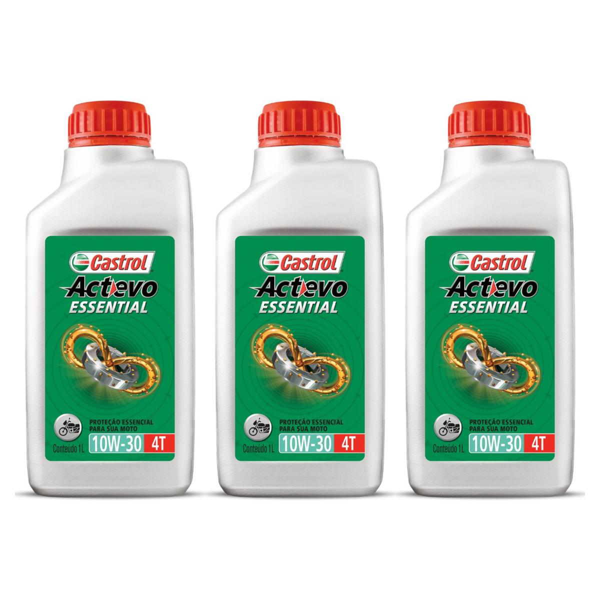 Kit c/ 3L Óleo de Motor para Moto Actevo Essential 10W30 - 3425150 - Castrol