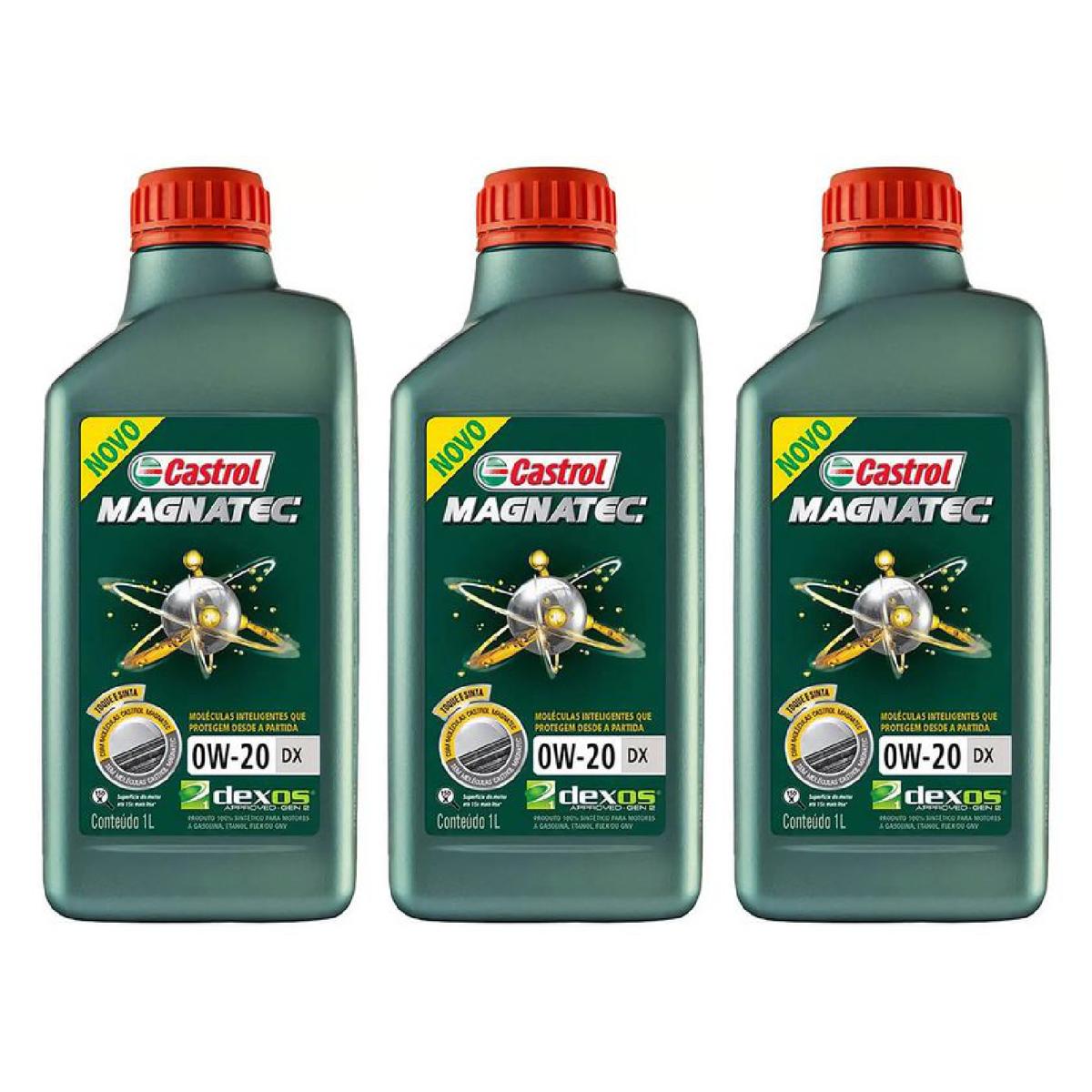 Kit c/ 3L Óleo de Motor Magnatec 0W20 DX Sintético - 3436147 - Castrol