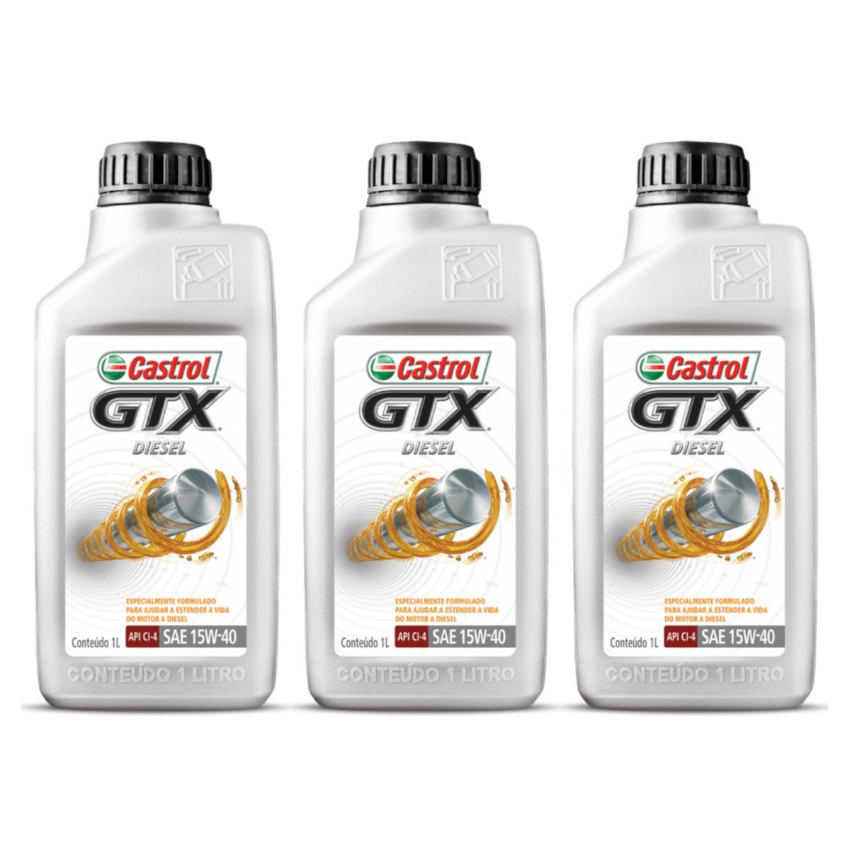 Kit c/ 3L Óleo de Motor GTX Diesel 15W40 - 3394863 - Castrol