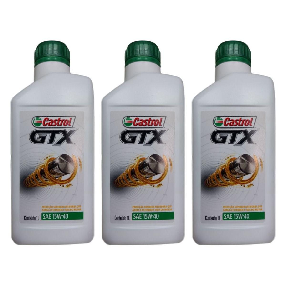 Kit c/ 3L Óleo de Motor GTX Anti-borra 15W40 API SL - 3380133 - Castrol