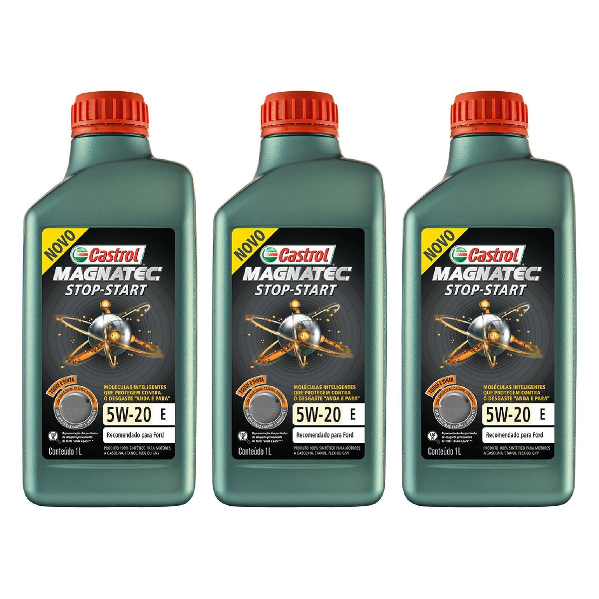 Kit c/ 3L Óleo de Motor Magnatec Start-Stop 5W20 E Sintético - 3423400 - Castrol