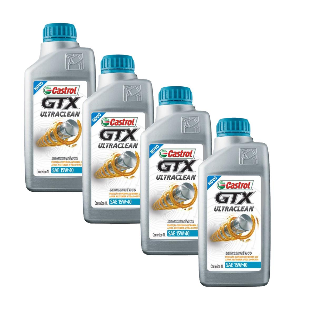 Kit c/ 4L Óleo de Motor GTX Ultraclean 15W40 Semissintético - 3417898 - Castrol