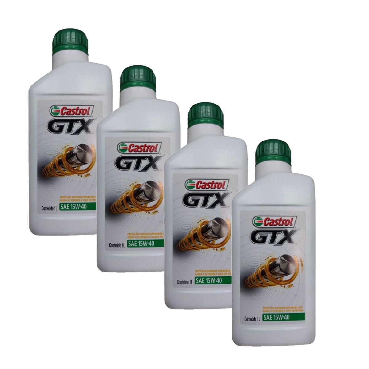 Kit c/ 4L Óleo de Motor GTX Anti-borra 15W40 API SL - 3380133 - Castrol