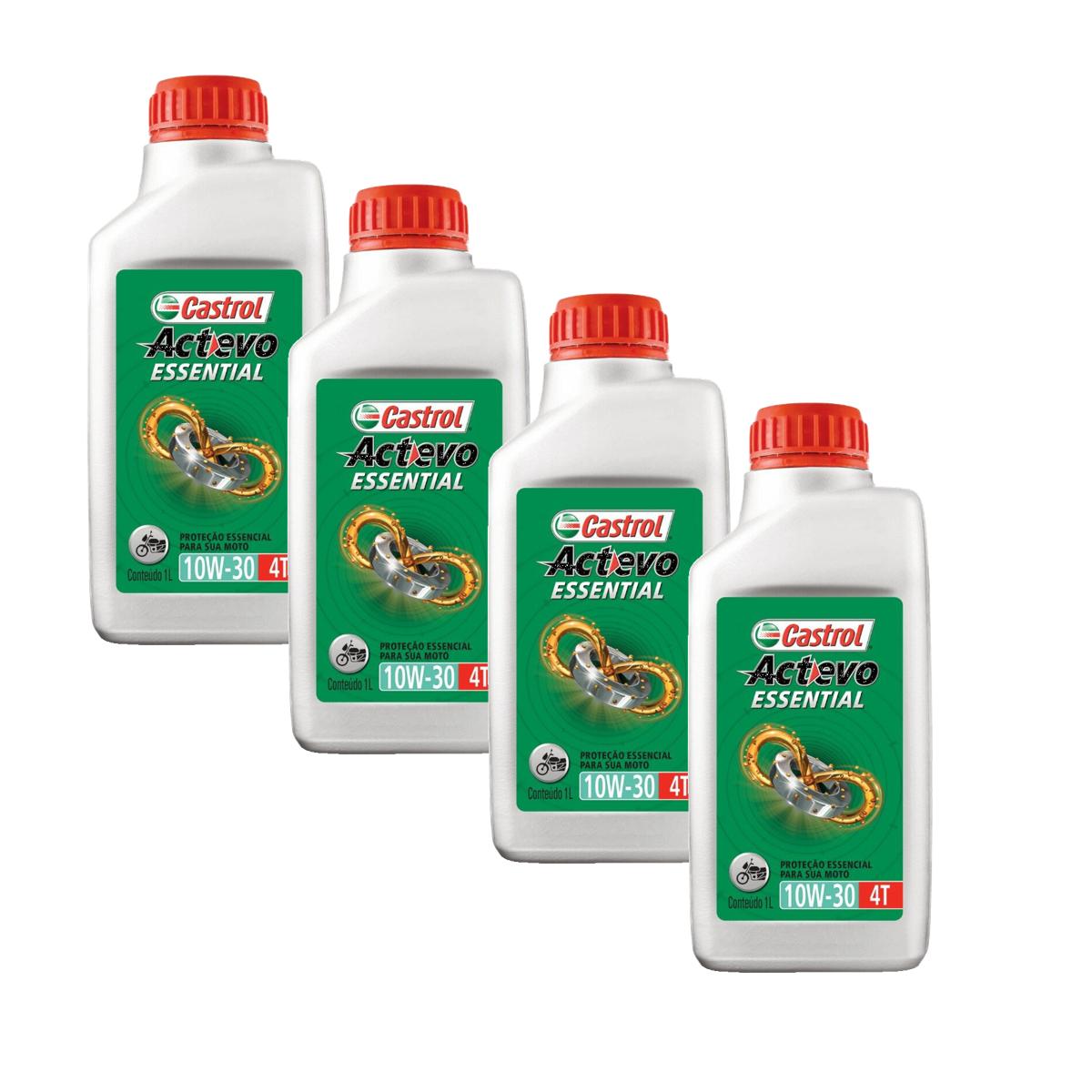 Kit c/ 4L Óleo de Motor para Moto Actevo Essential 10W30 - 3425150 - Castrol