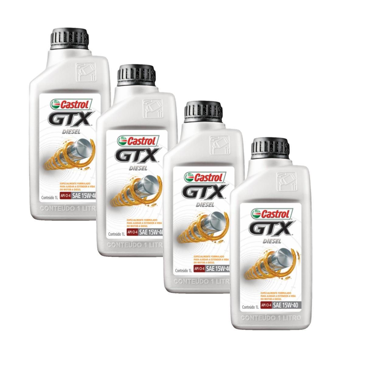 Kit c/ 4L Óleo de Motor GTX Diesel 15W40 - 3394863 - Castrol