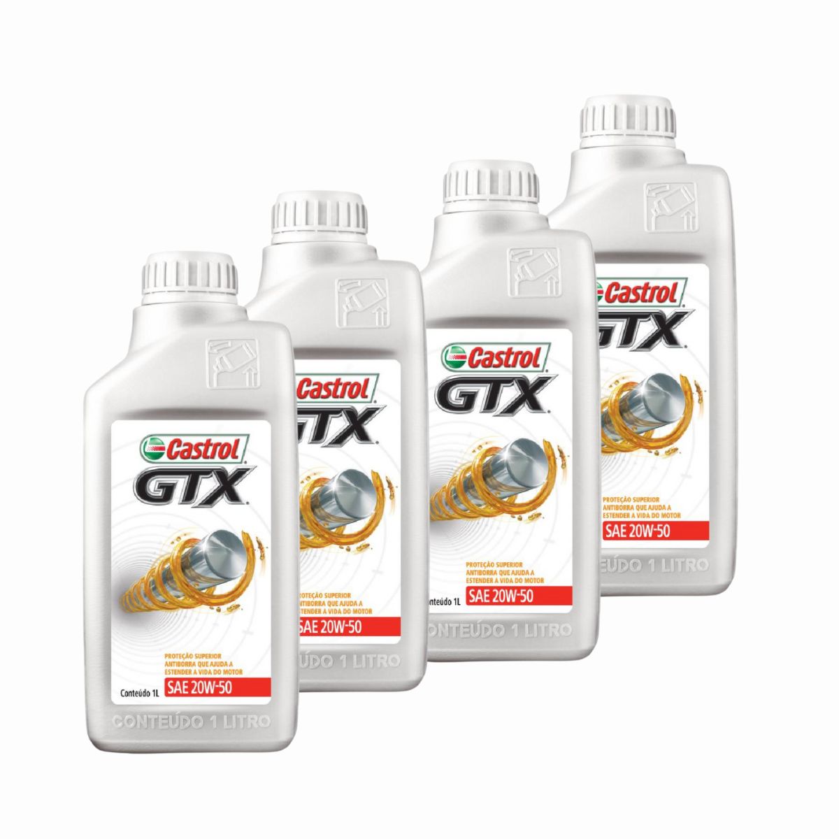 Kit c/ 4L Óleo de Motor GTX Anti-borra 20W50 - 3368720 - Castrol
