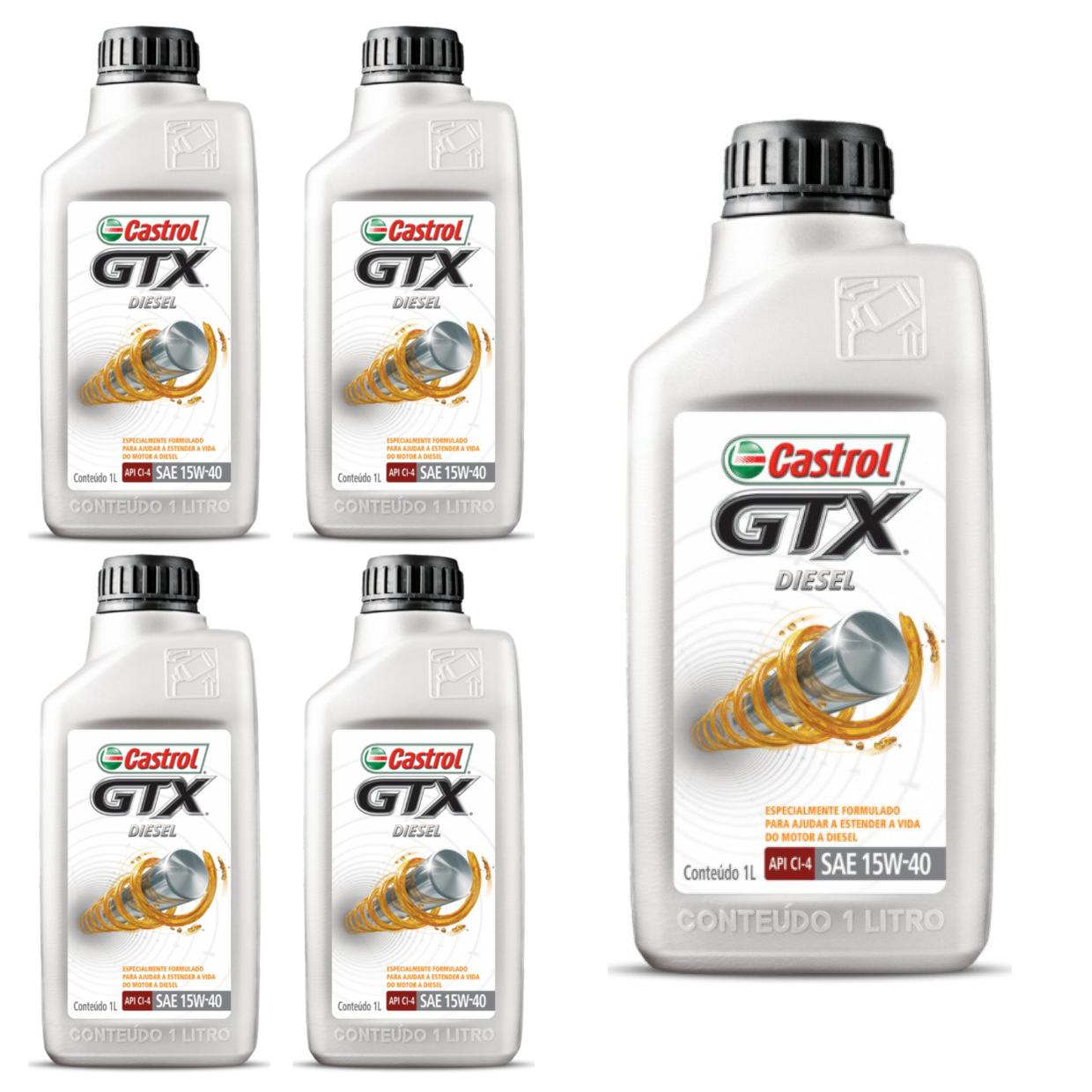 Kit c/ 5L Óleo de Motor GTX Diesel 15W40 - 3394863 - Castrol