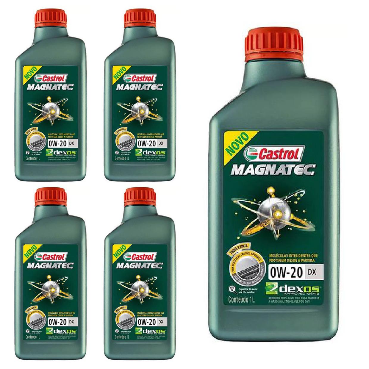 Kit c/ 5L Óleo de Motor Magnatec 0W20 DX Sintético - 3436147 - Castrol