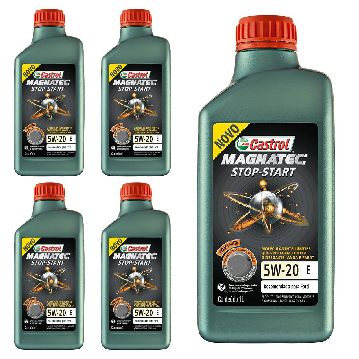 Kit c/ 5L Óleo de Motor Magnatec Start-Stop 5W20 E Sintético - 3423400 - Castrol
