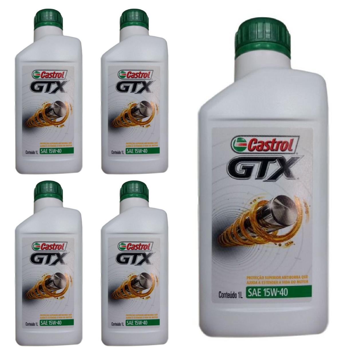 Kit c/ 5L Óleo de Motor GTX Anti-borra 15W40 API SL - 3380133 - Castrol