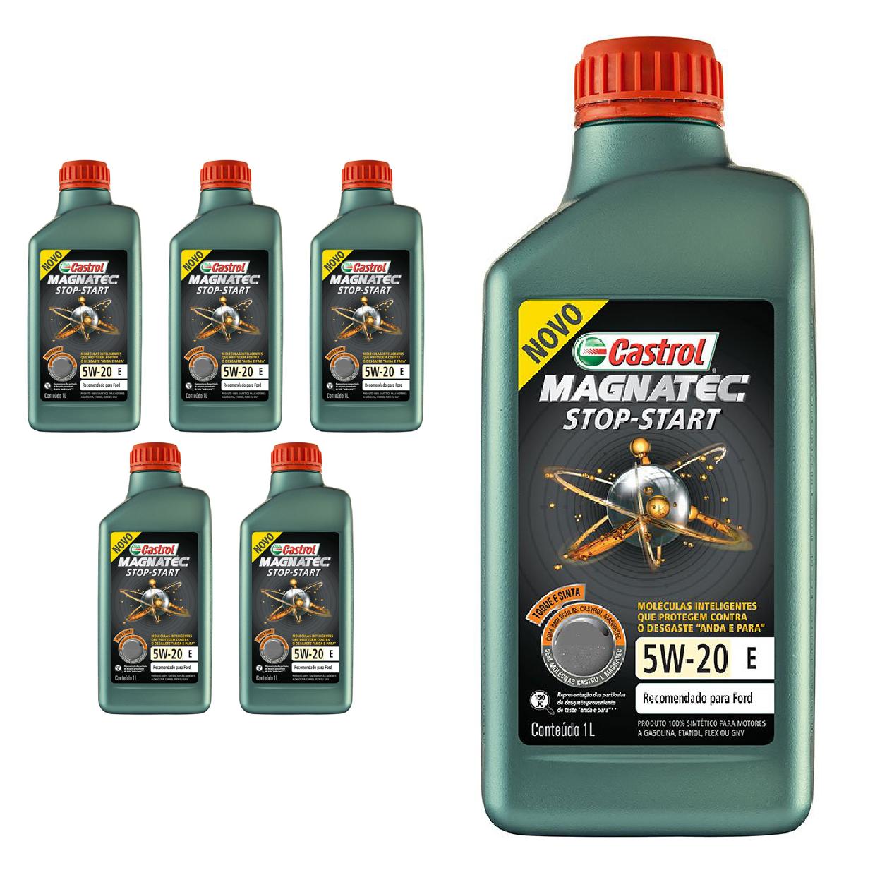 Kit c/ 6L Óleo de Motor Magnatec Start-Stop 5W20 E Sintético - 3423400 - Castrol