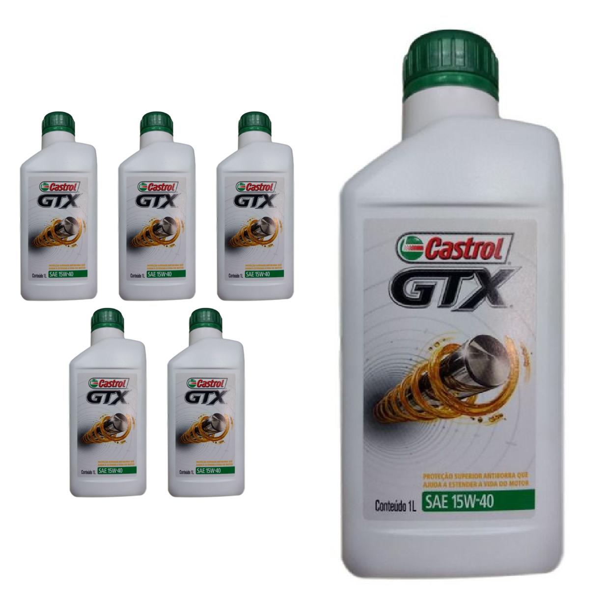 Kit c/ 6L Óleo de Motor GTX Anti-borra 15W40 API SL - 3380133 - Castrol