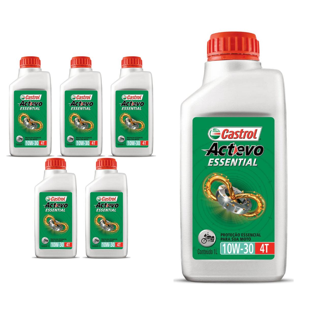 Kit c/ 6L Óleo de Motor para Moto Actevo Essential 10W30 - 3425150 - Castrol