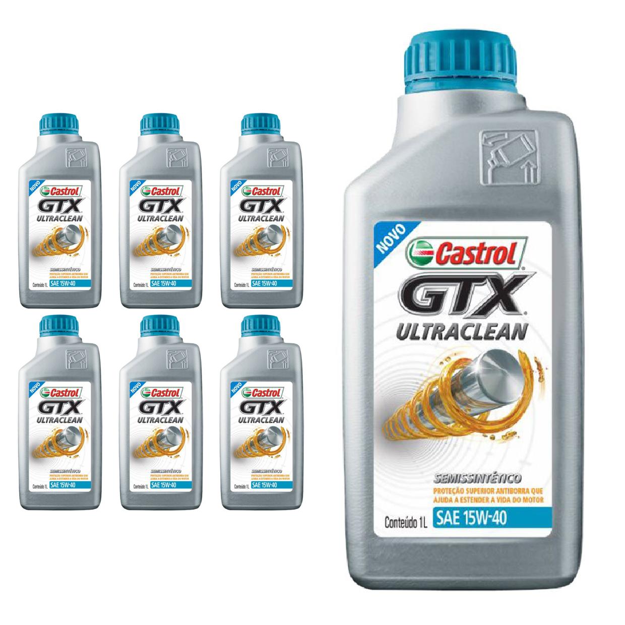 Kit c/ 7L Óleo de Motor GTX Ultraclean 15W40 Semissintético - 3417898 - Castrol