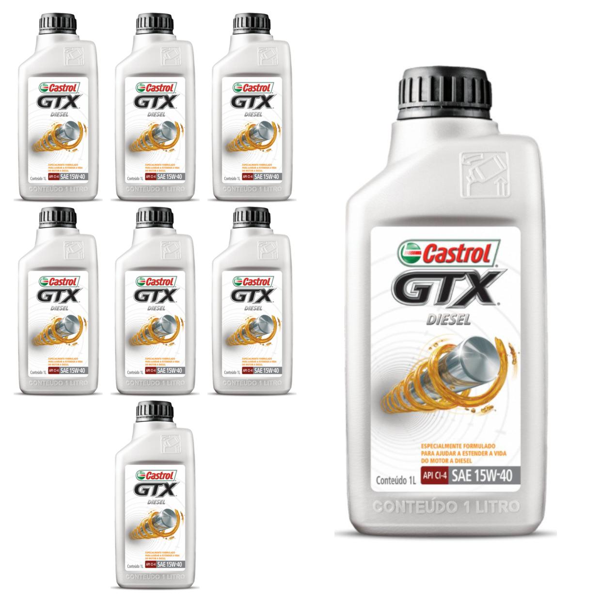 Kit c/ 8L Óleo de Motor GTX Diesel 15W40 - 3394863 - Castrol