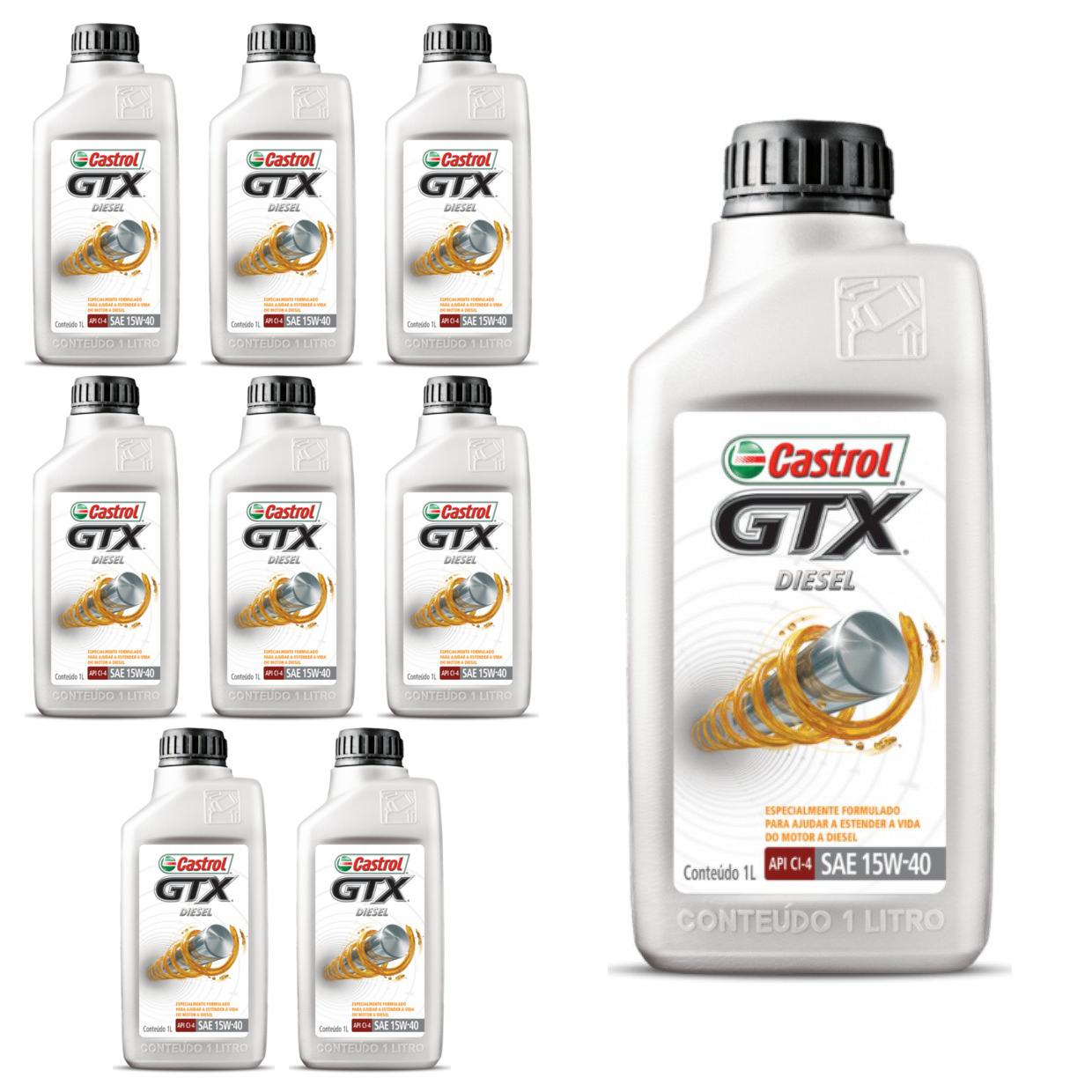 Kit c/ 9L Óleo de Motor GTX Diesel 15W40 - 3394863 - Castrol