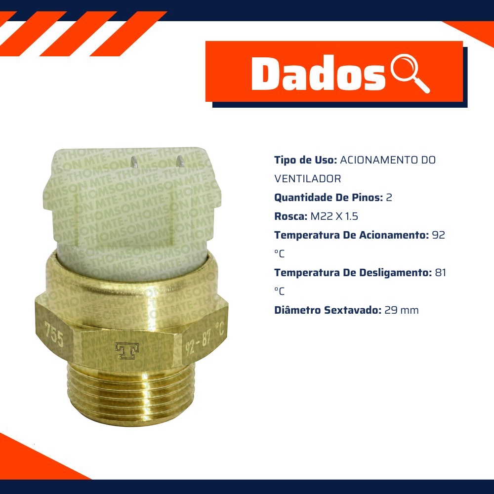 Interruptor Térmico do Radiador - MTE - 755.92/81