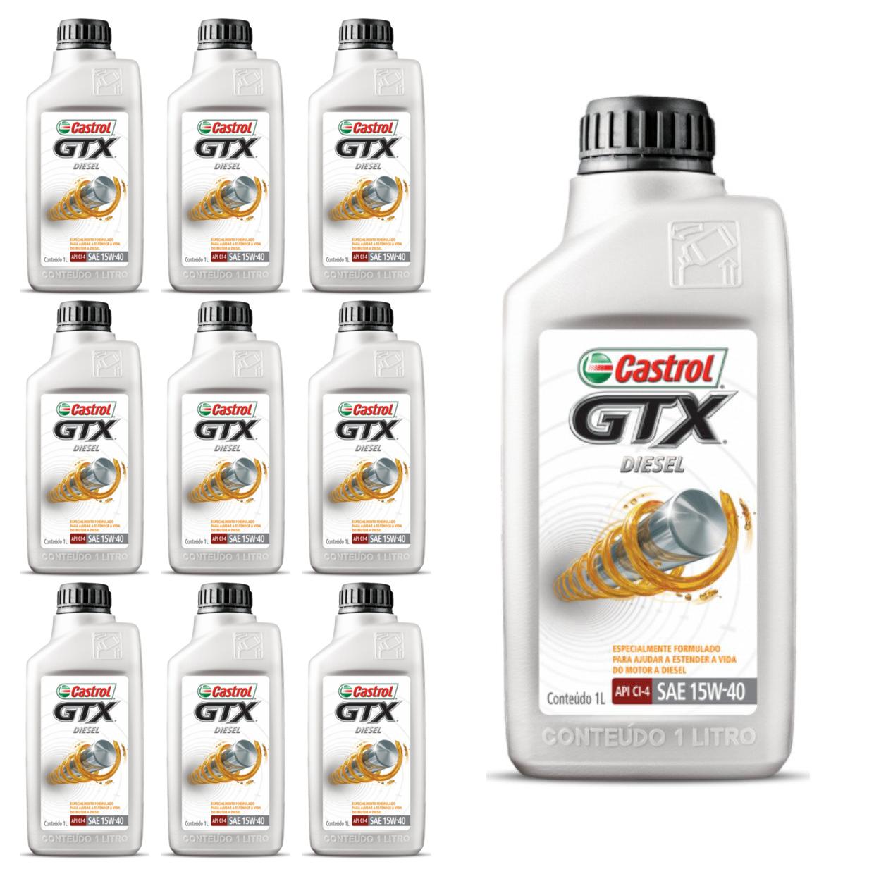 Kit c/ 10L Óleo de Motor GTX Diesel 15W40 - 3394863 - Castrol