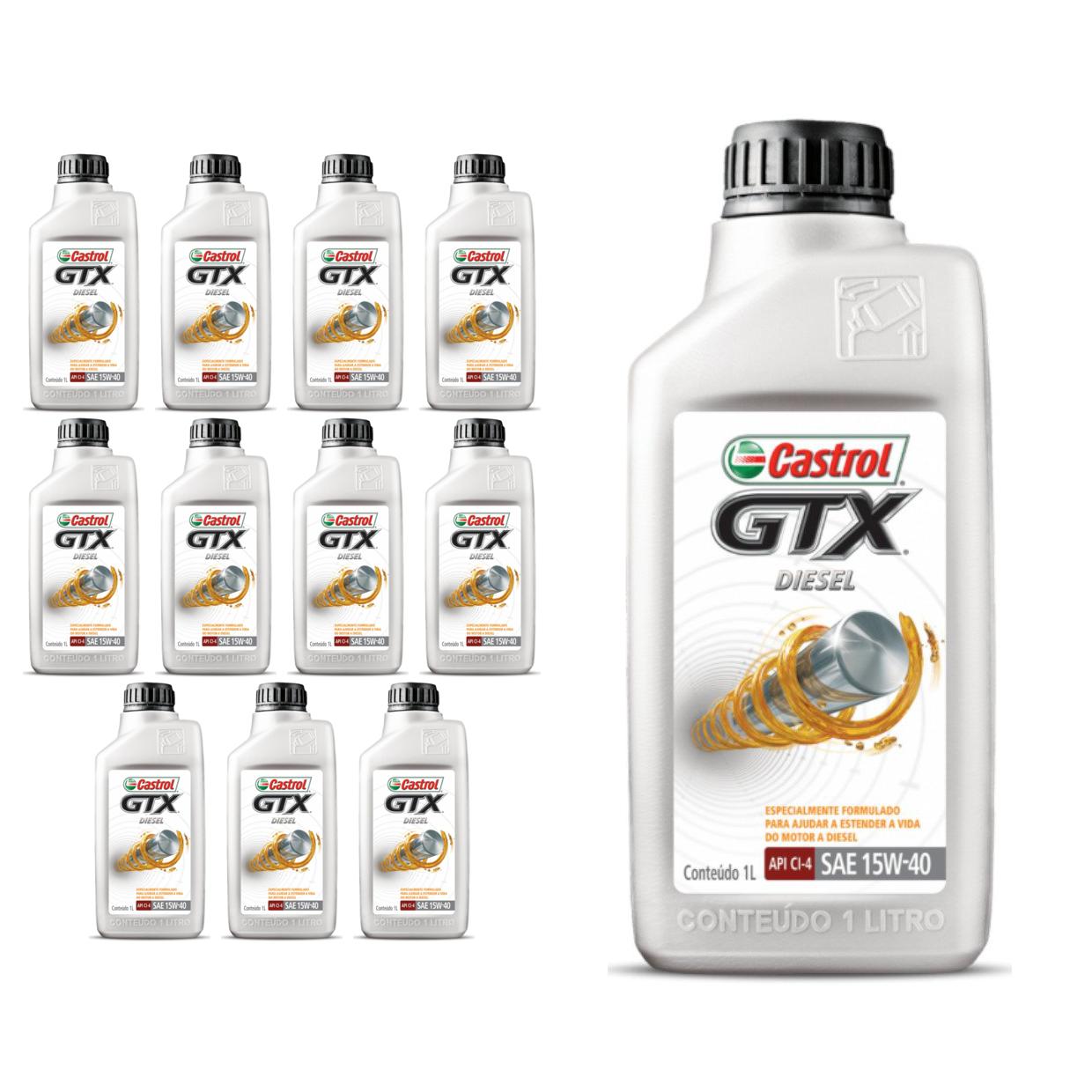 Kit c/ 12L Óleo de Motor GTX Diesel 15W40 - 3394863 - Castrol