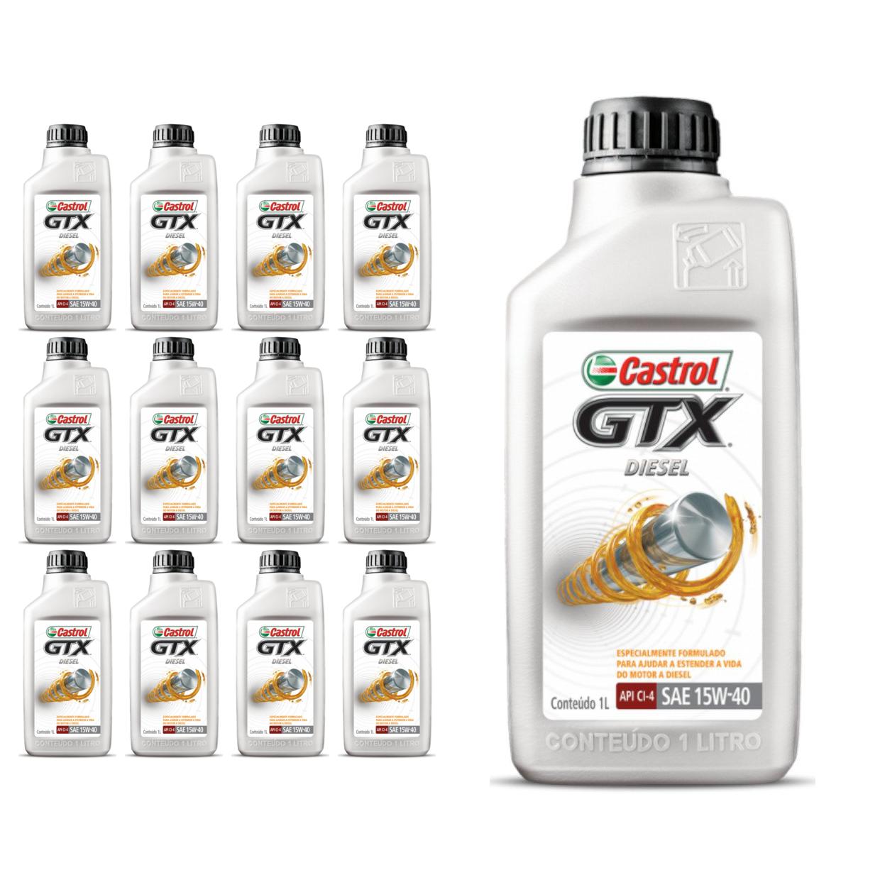 Kit c/ 13L Óleo de Motor GTX Diesel 15W40 - 3394863 - Castrol