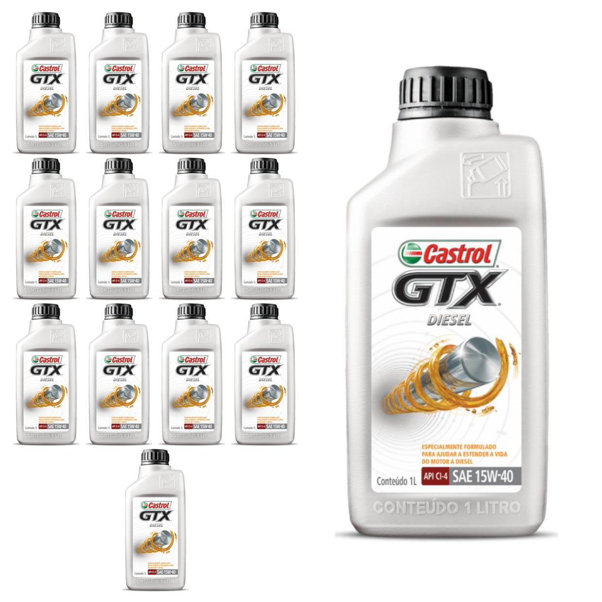 Kit c/ 14L Óleo de Motor GTX Diesel 15W40 - 3394863 - Castrol