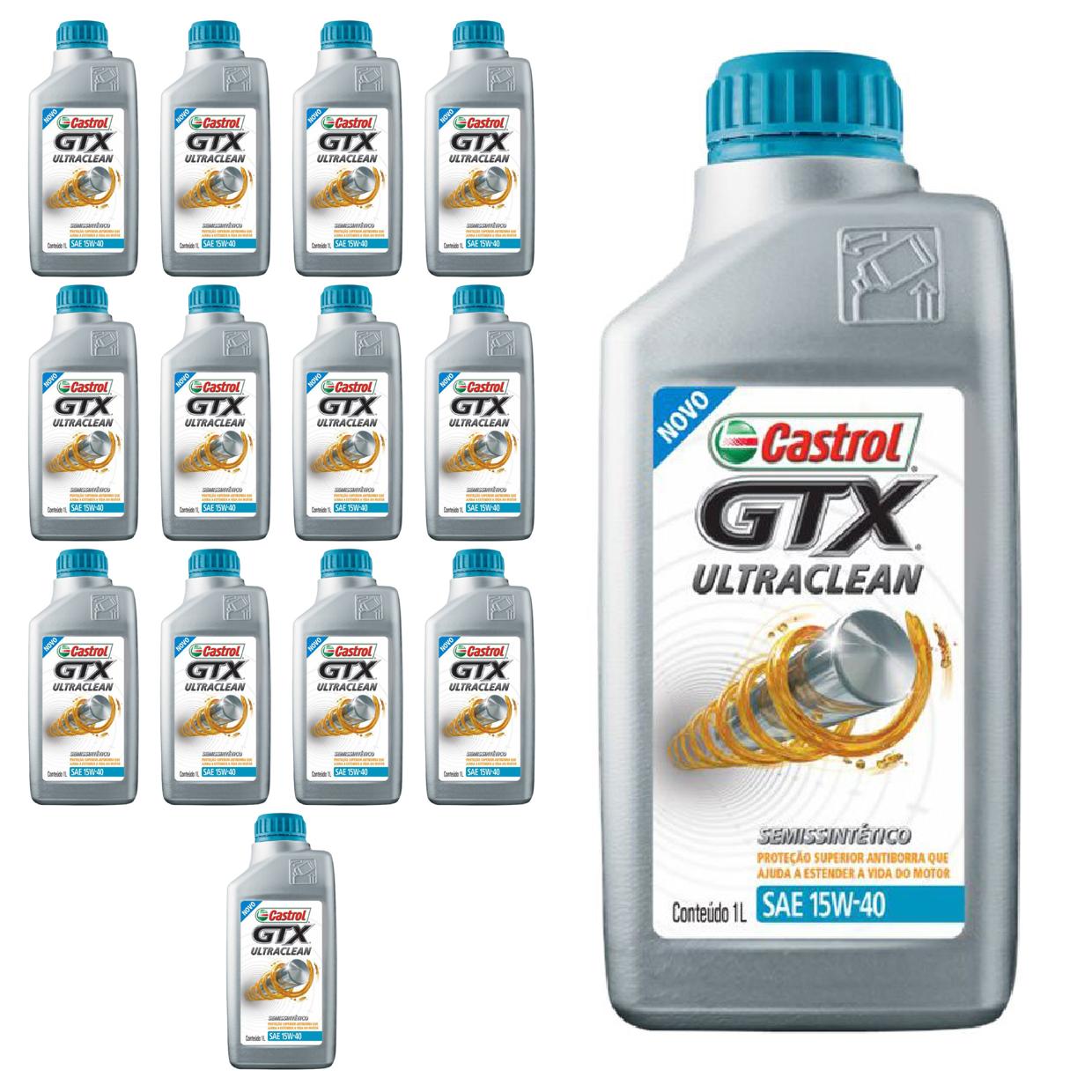 Kit c/ 14L Óleo de Motor GTX Ultraclean 15W40 Semissintético - 3417898 - Castrol