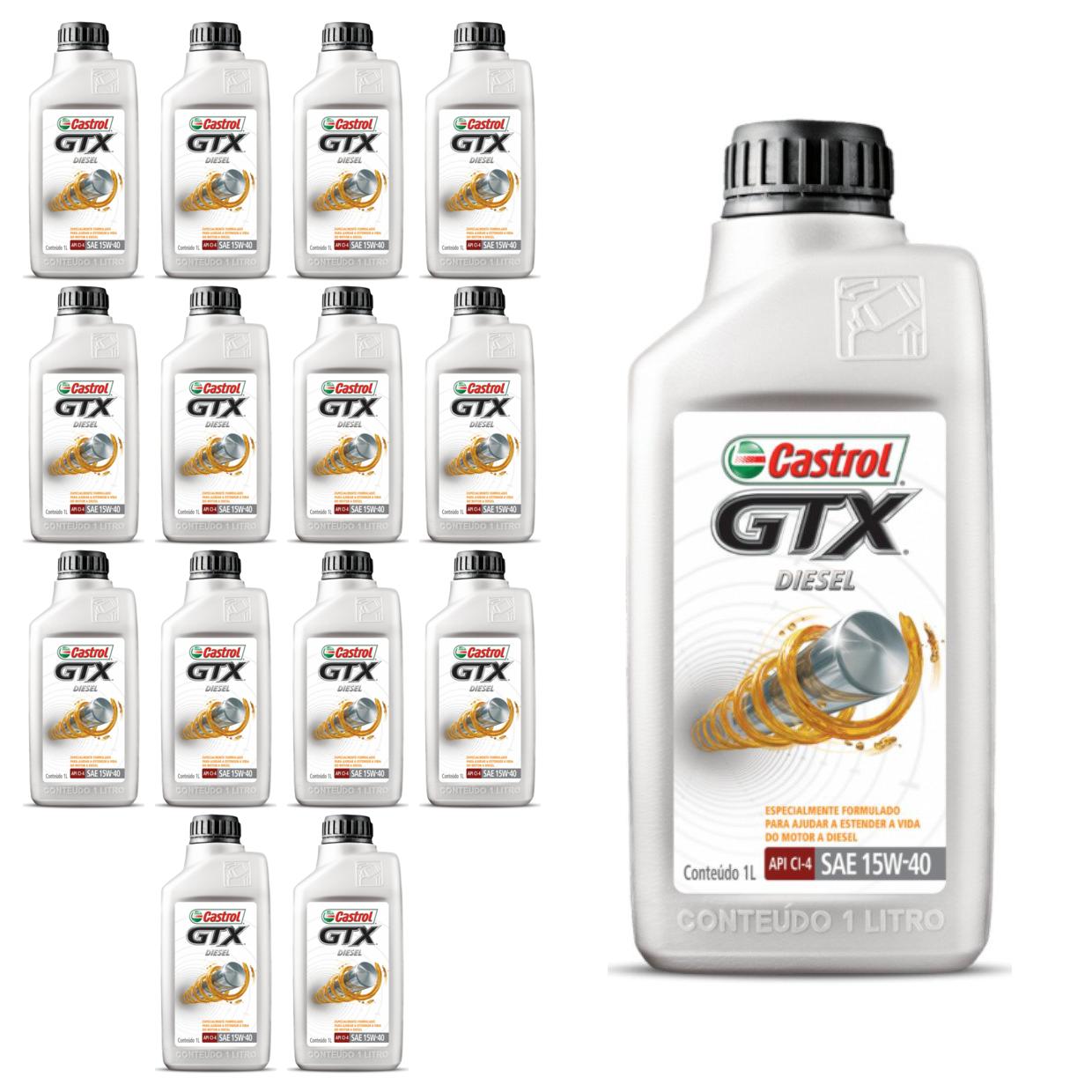 Kit c/ 15L Óleo de Motor GTX Diesel 15W40 - 3394863 - Castrol