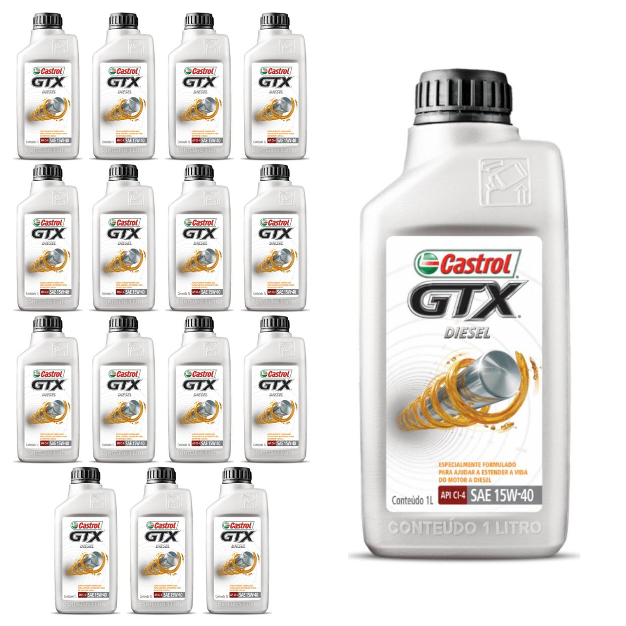 Kit c/ 16L Óleo de Motor GTX Diesel 15W40 - 3394863 - Castrol