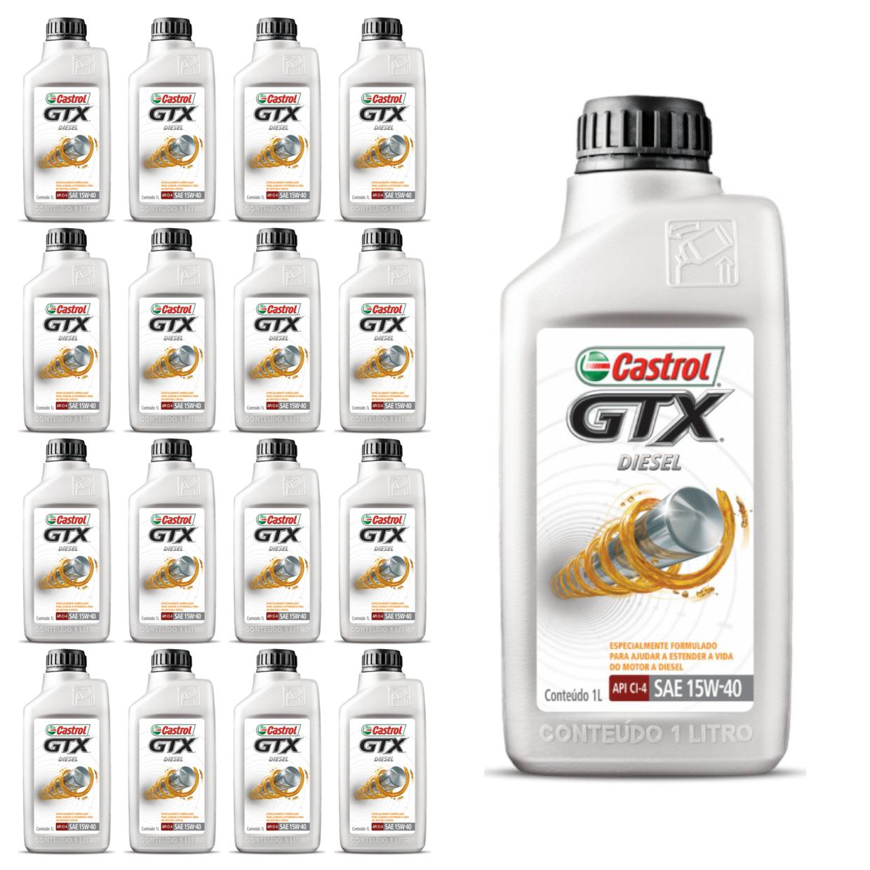 Kit c/ 17L Óleo de Motor GTX Diesel 15W40 - 3394863 - Castrol