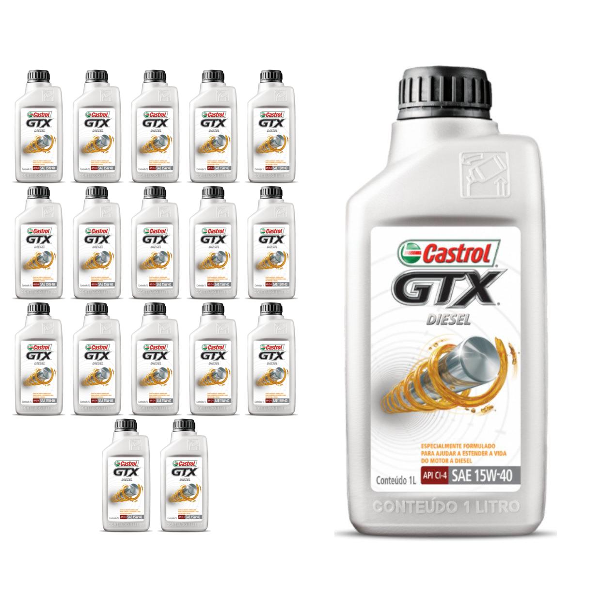 Kit c/ 18L Óleo de Motor GTX Diesel 15W40 - 3394863 - Castrol