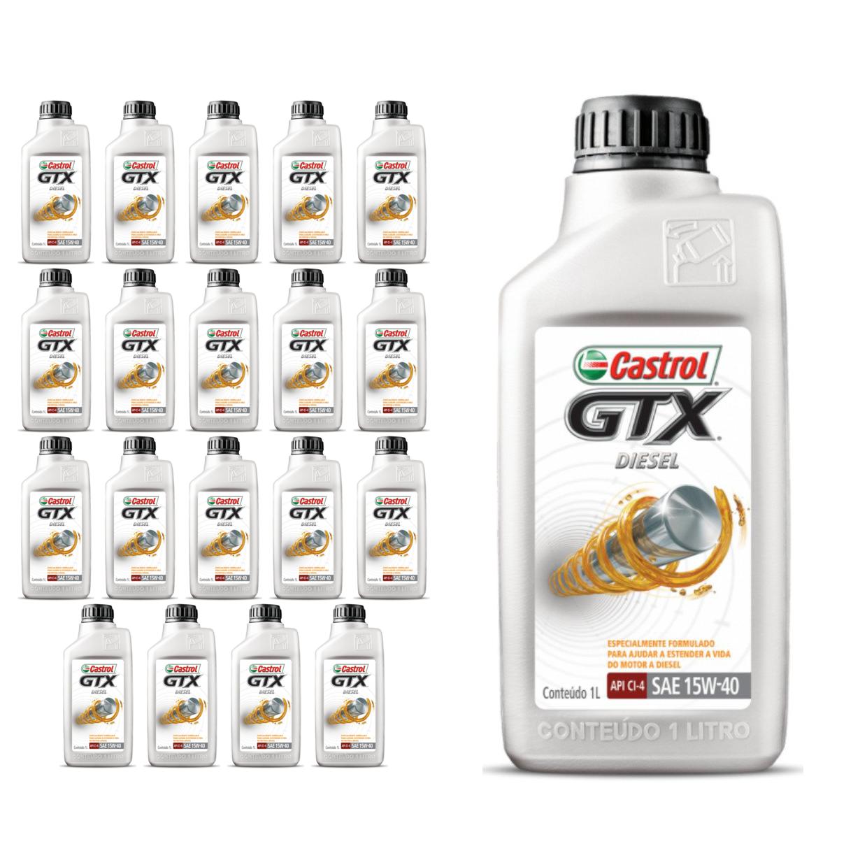 Kit c/ 20L Óleo de Motor GTX Diesel 15W40 - 3394863 - Castrol