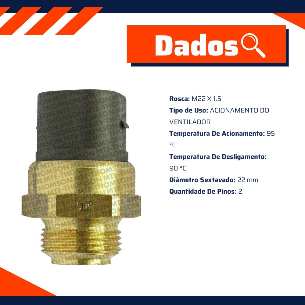 Interruptor Ventoinha Radiador 95 °C para Audi A3 - MTE-THOMSON - 795.95/90