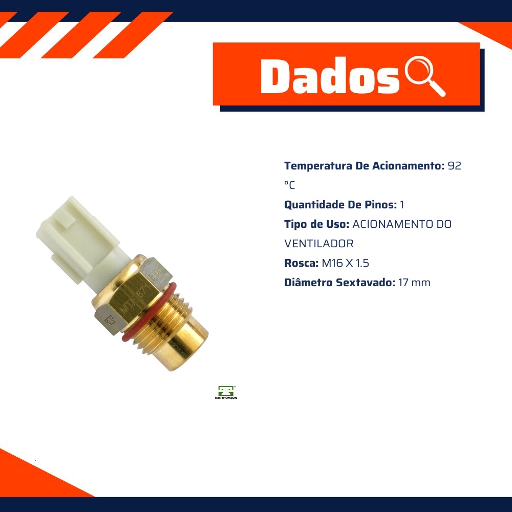 Interruptor Ventoinha Radiador 92 °C para Toyota Corolla e Corolla Wagon - MTE-THOMSON - 871
