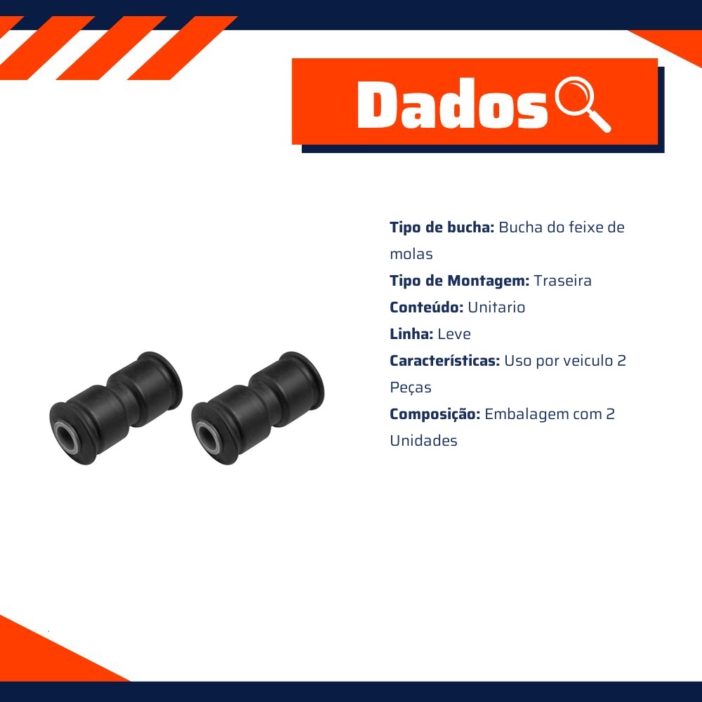 Par Bucha Traseira do Feixe de Molas para Fiat Fiorino e Strada - Monroe Axios - 111521
