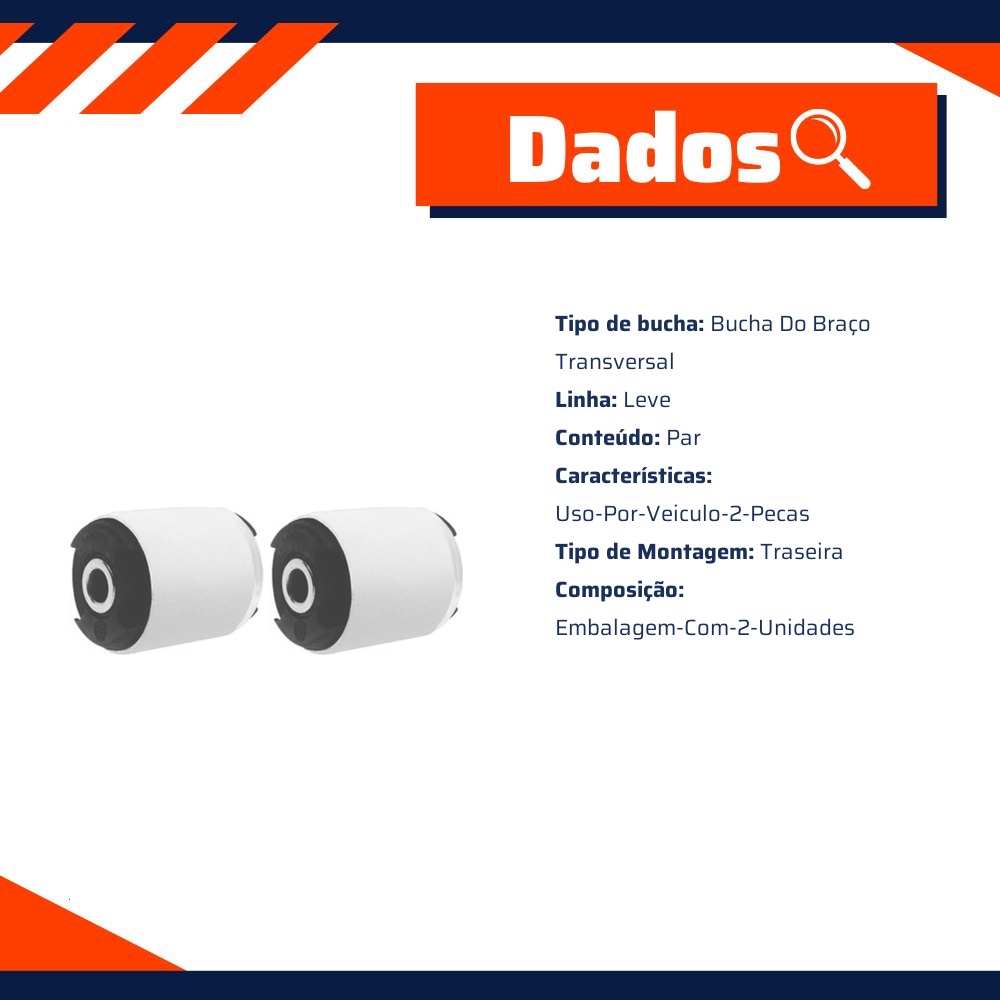 Par de Bucha do Braço Transversal Traseiro para Fiat Tempra - Monroe Axios - 011.0617